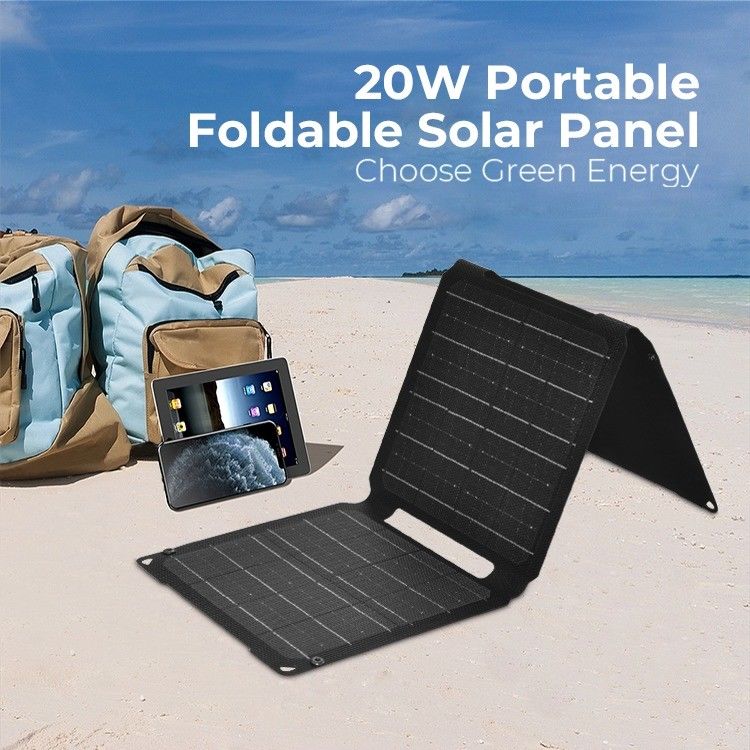 کیسه خورشیدی قابل حمل 20 وات با خروجی USB نوع C و مواد سطح ETFE