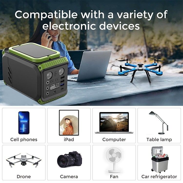 پنل خورشیدی برای کمپینگ در فضای باز ایستگاه برق ژنراتور قابل حمل Lifepo4 لیتیوم 110V 200W